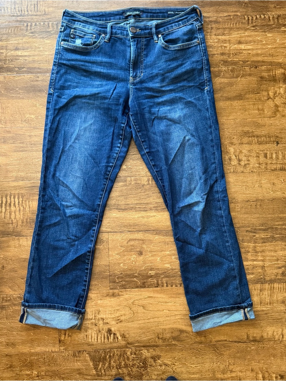 Dear John Indigo Mid-Rise Straight Cuffed Jeans sz 28